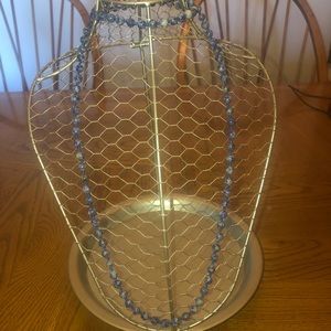 Blue Marbleized Beaded Necklace